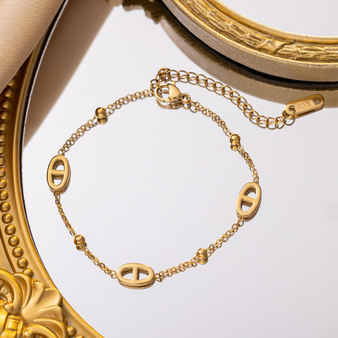 Golden Link Charm Bracelet