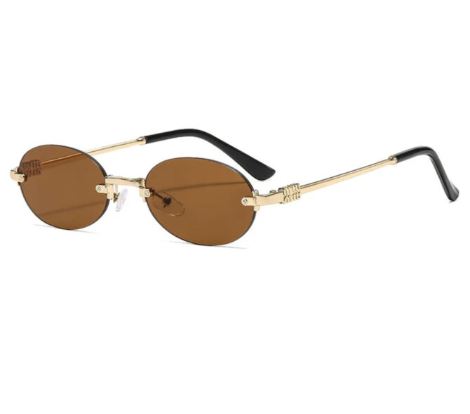 Minmiu Gold Dark Brown Glasses