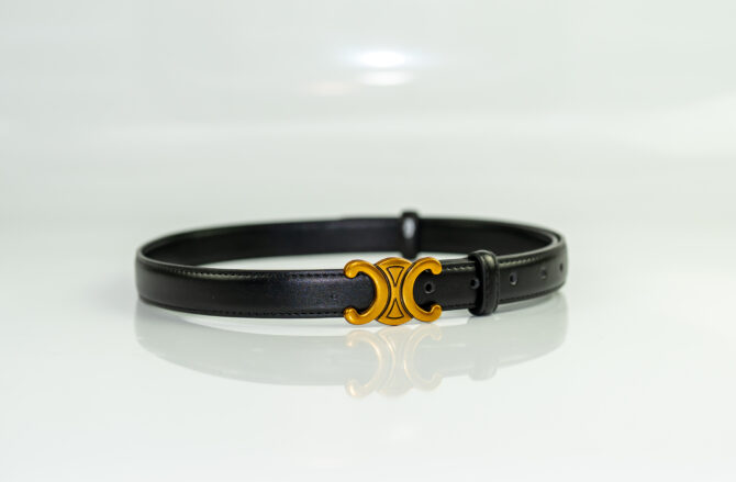 Leren Damesriem met Gouden Dubbele C-Sluiting