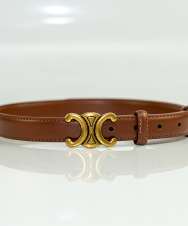 Leren Damesriem met Gouden Dubbele C-Sluiting