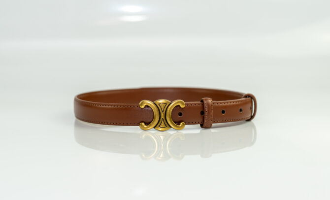 Leren Damesriem met Gouden Dubbele C-Sluiting